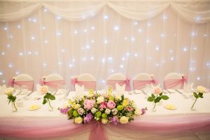 Ivory top table starcloth hire